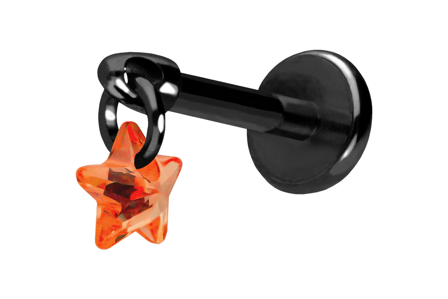 Titan Labret Piercing mit Push Fit KRISTALLSTERN